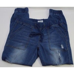 Flying Angel USA Women's Jogger Elastic Waist Drawstring Blue Denim size 9